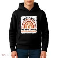 Multiple Sclerosis Awareness Ms Rainbow We Wear Orange Kids Hoodie thumb 4