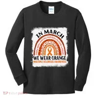 Multiple Sclerosis Awareness Ms Rainbow We Wear Orange Kids Long Sleeve Shirt thumb 0