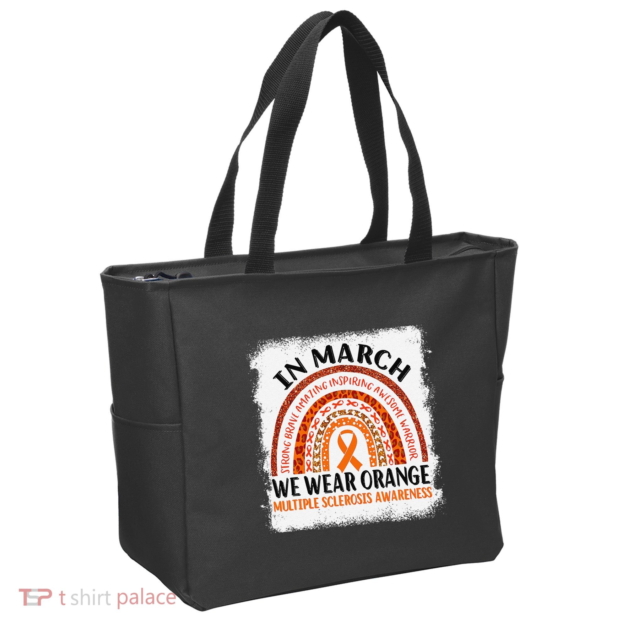 Multiple Sclerosis Awareness Ms Rainbow We Wear Orange Tote Bag