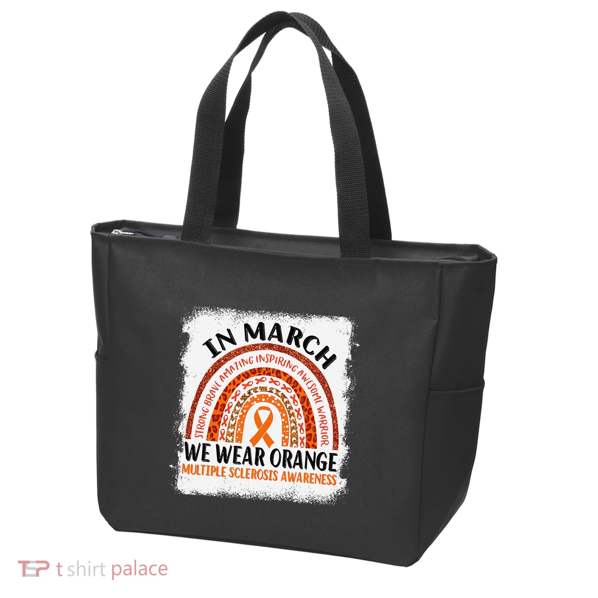 Multiple Sclerosis Awareness Ms Rainbow We Wear Orange Tote Bag