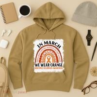 Multiple Sclerosis Awareness Ms Rainbow We Wear Orange Hoodie thumb 3