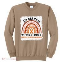 Multiple Sclerosis Awareness Ms Rainbow We Wear Orange Sweatshirt thumb 0