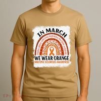 Multiple Sclerosis Awareness Ms Rainbow We Wear Orange T-Shirt thumb 3
