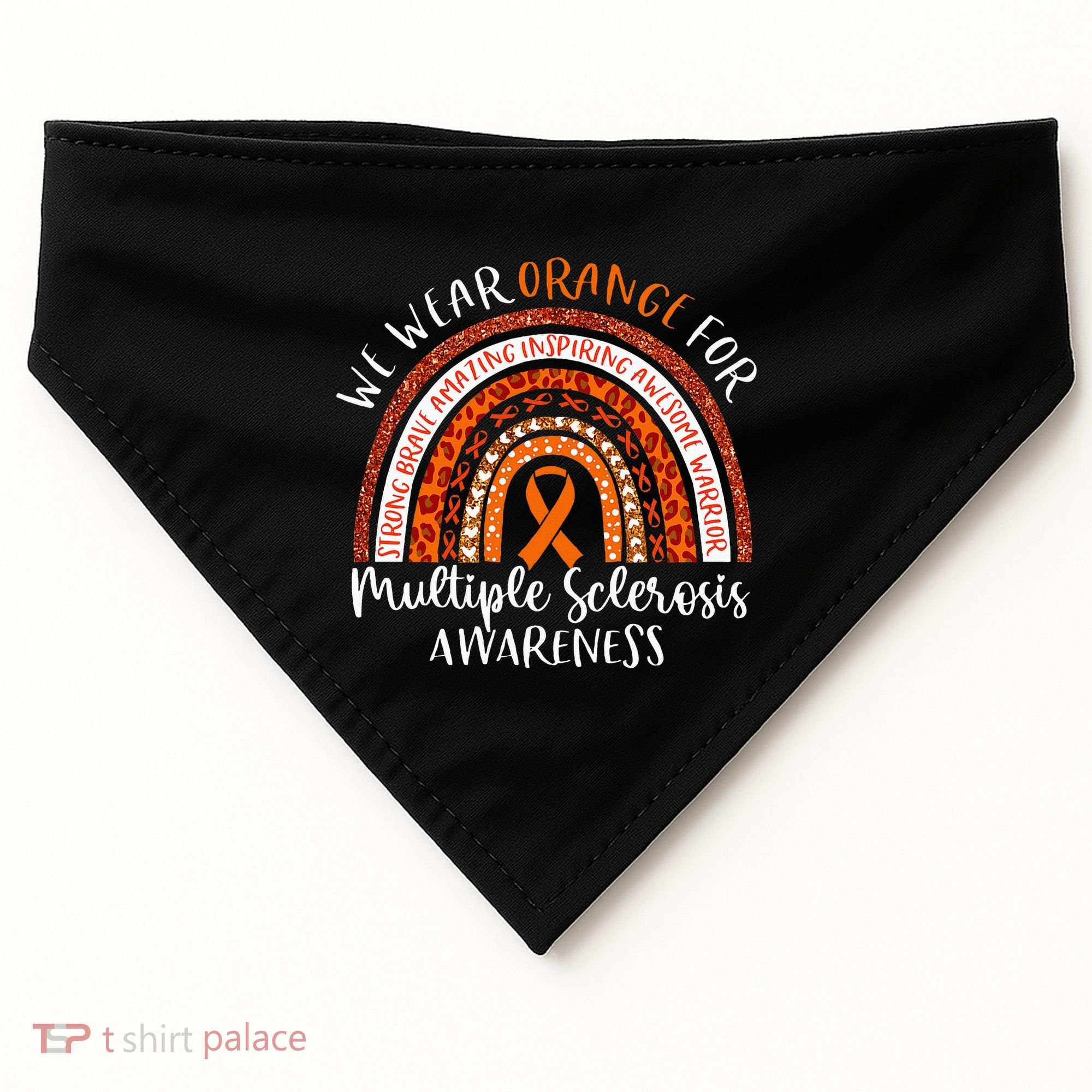 Multiple Sclerosis Awareness We Wear Orange Ms Rainbow USA-Made Doggie Bandana