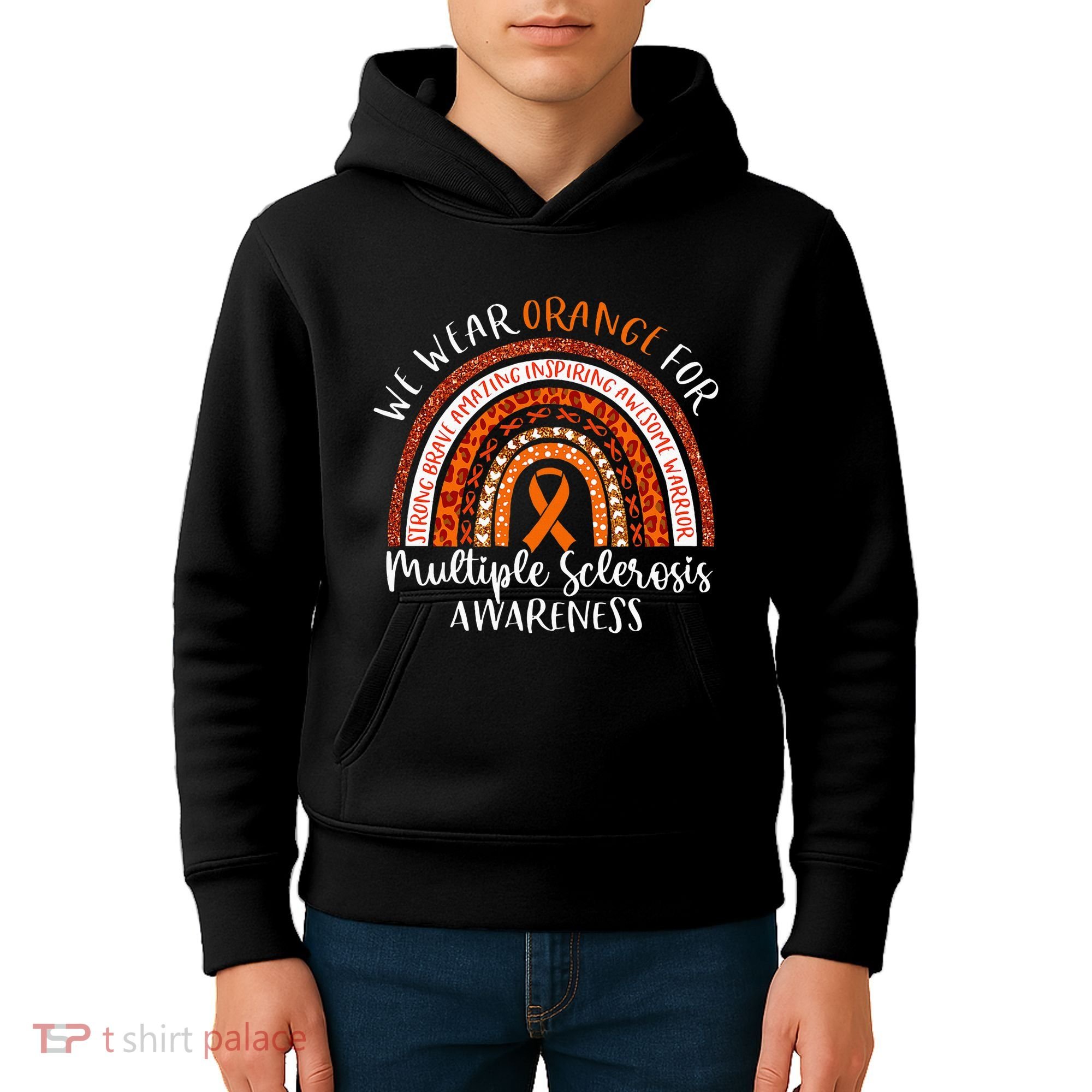 Multiple Sclerosis Awareness We Wear Orange Ms Rainbow Kids Hoodie
