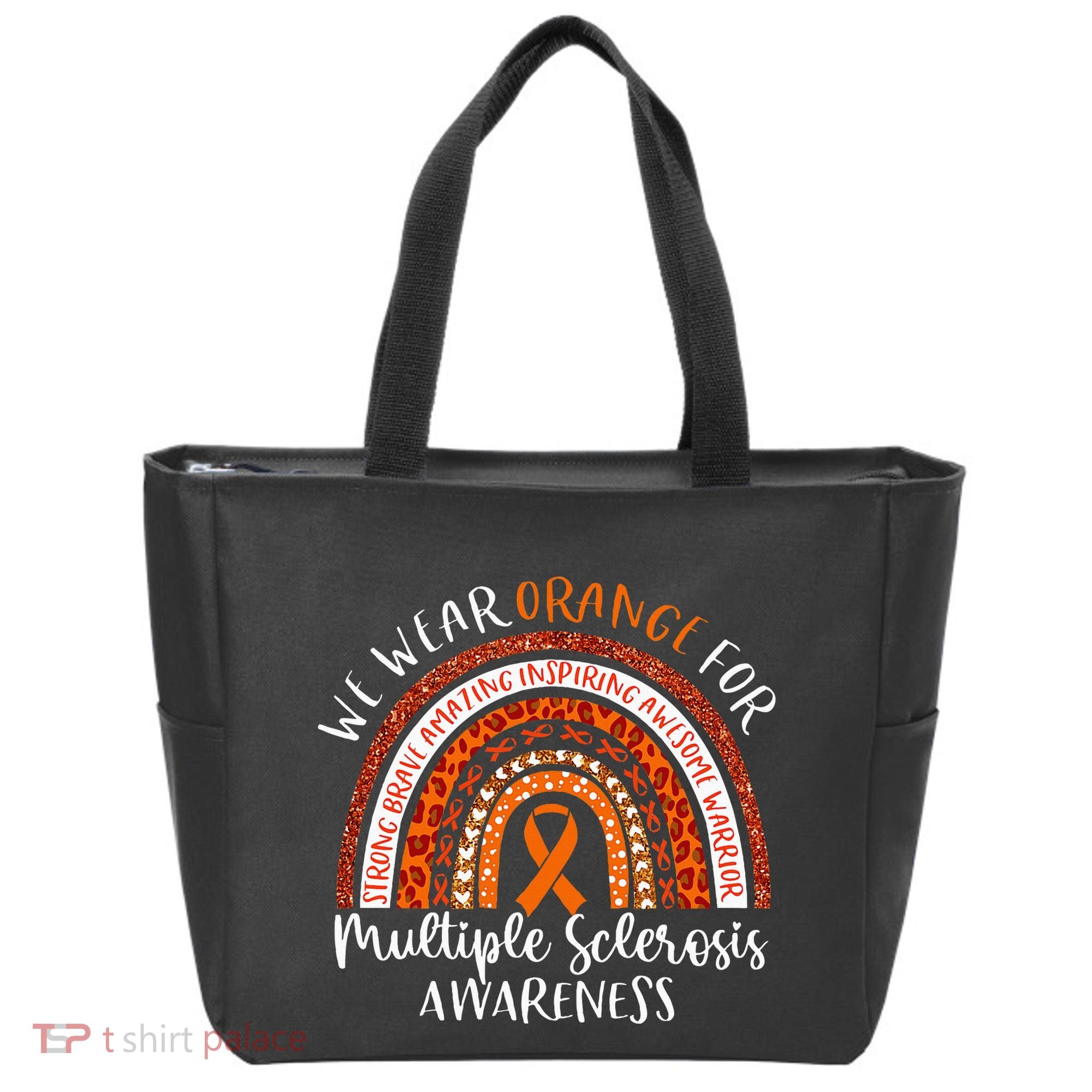 Multiple Sclerosis Awareness We Wear Orange Ms Rainbow Tote Bag