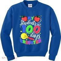 My Students Are 100 Days Brighter First Grade Teacher Gift Kids Sweatshirt thumb 0