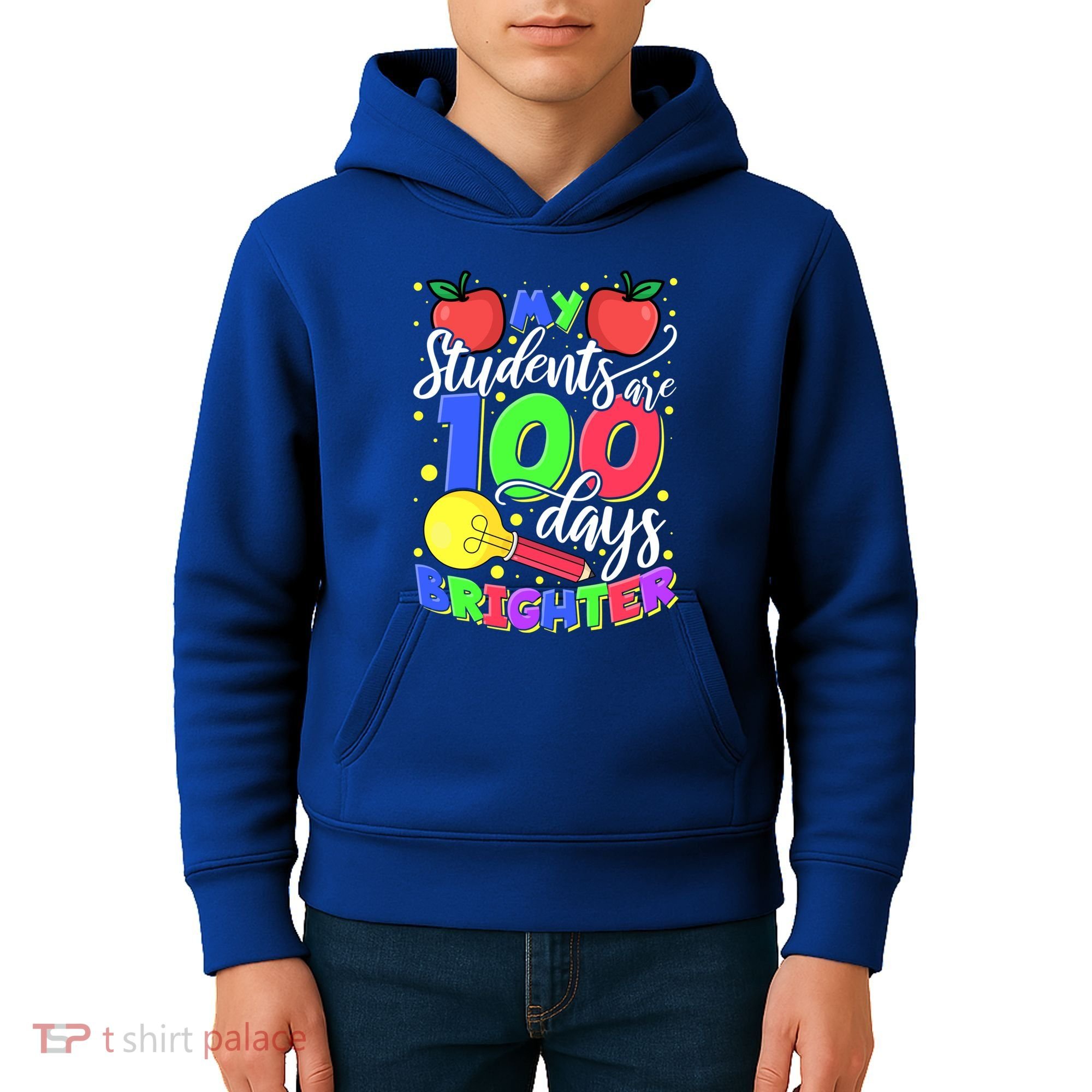 My Students Are 100 Days Brighter First Grade Teacher Gift Kids Hoodie