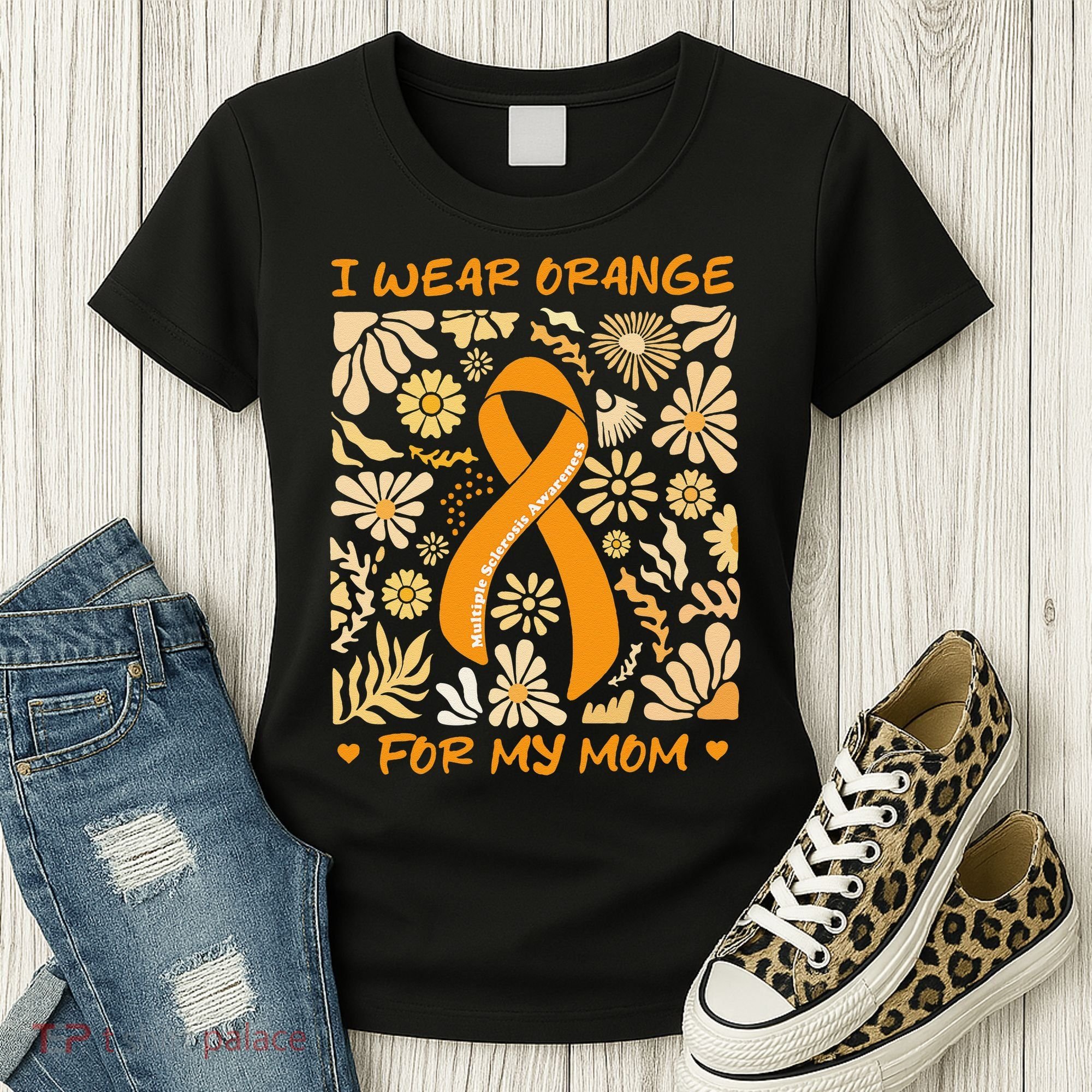 Multiple Sclerosis Awareness I Wear Orange for My Mom Boho Gift Women's T-Shirt
