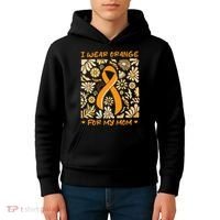 Multiple Sclerosis Awareness I Wear Orange for My Mom Boho Gift Kids Hoodie thumb 4