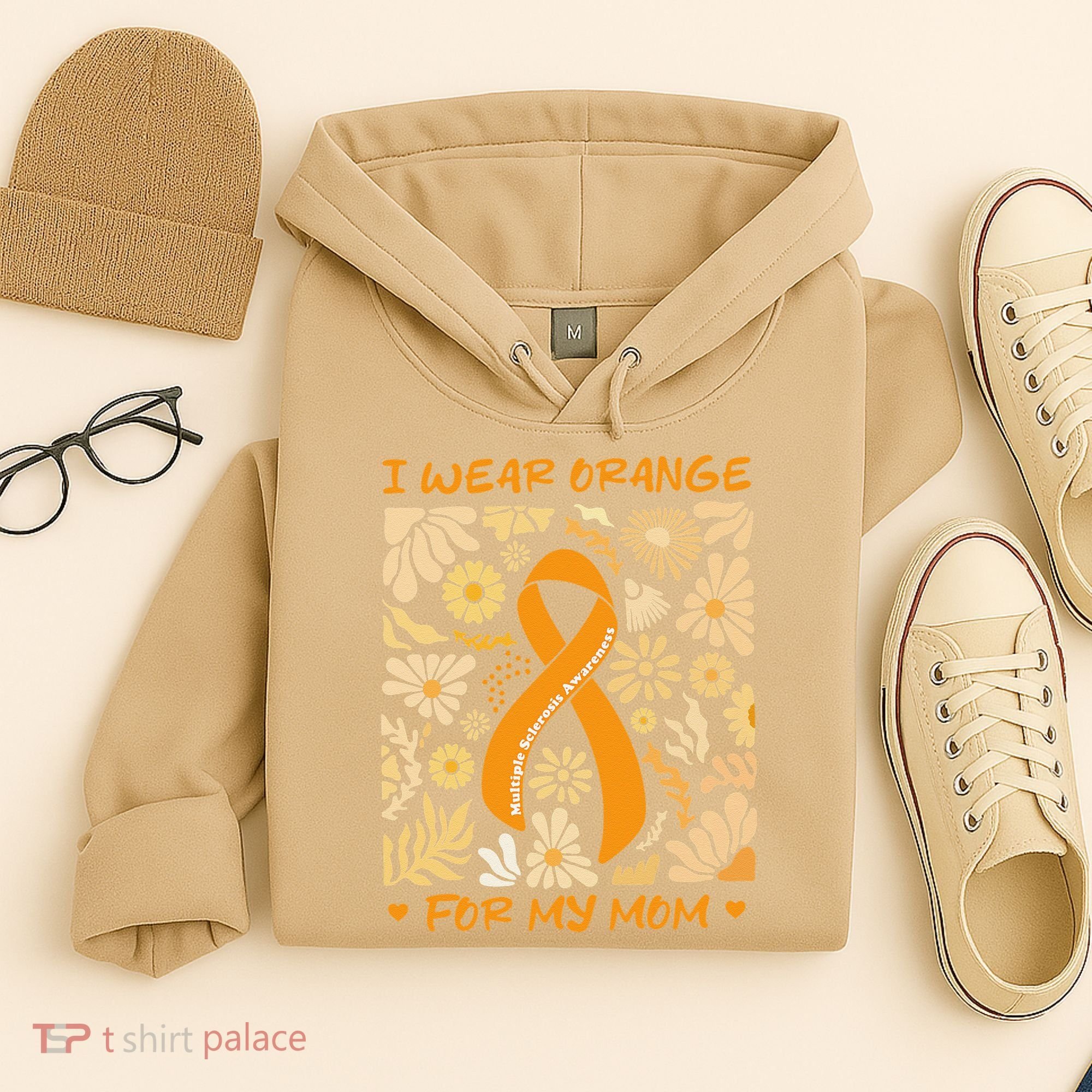Multiple Sclerosis Awareness I Wear Orange for My Mom Boho Gift Hoodie