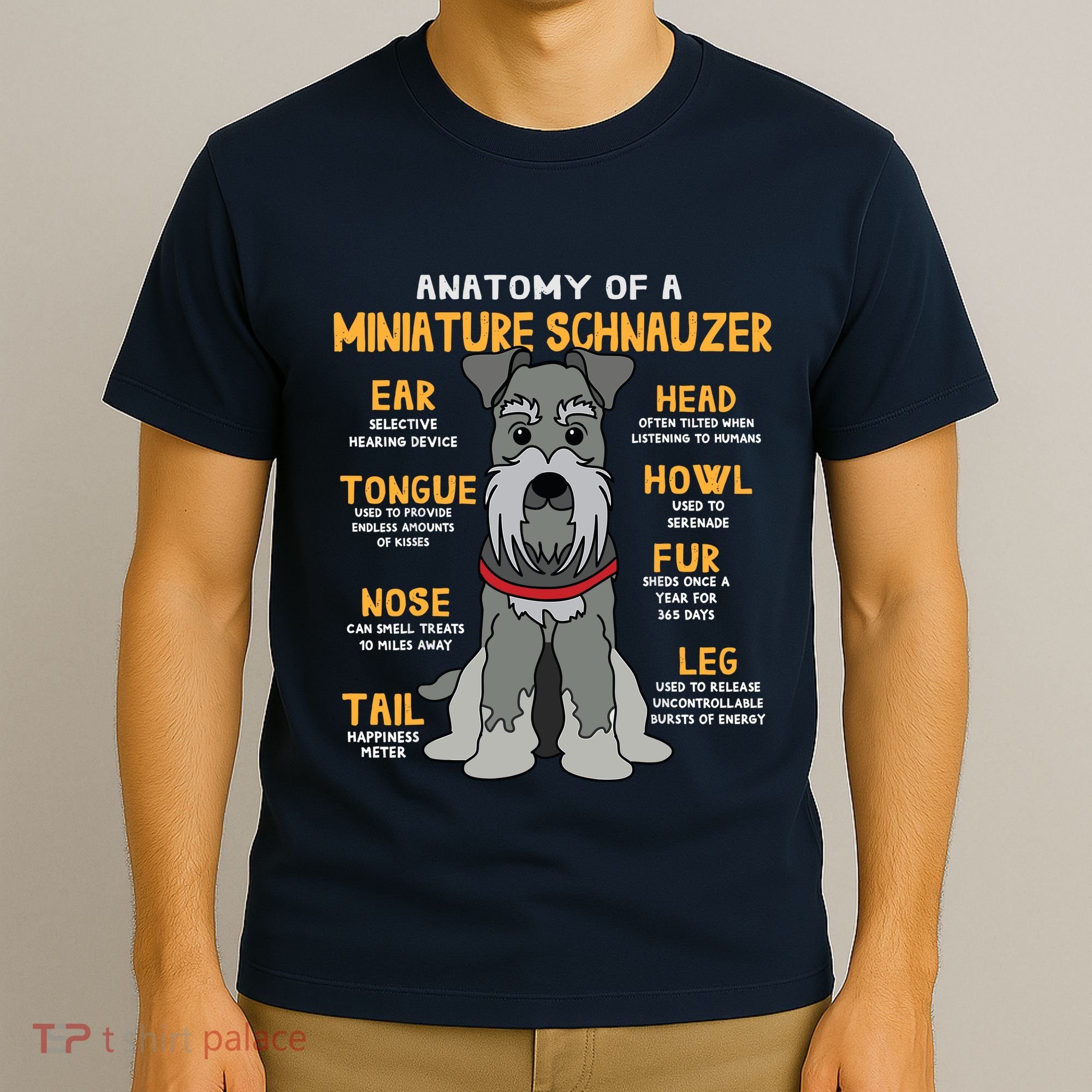 Miniature Schnauzer Anatomy Funny Dog Mum Dad Gift T-Shirt