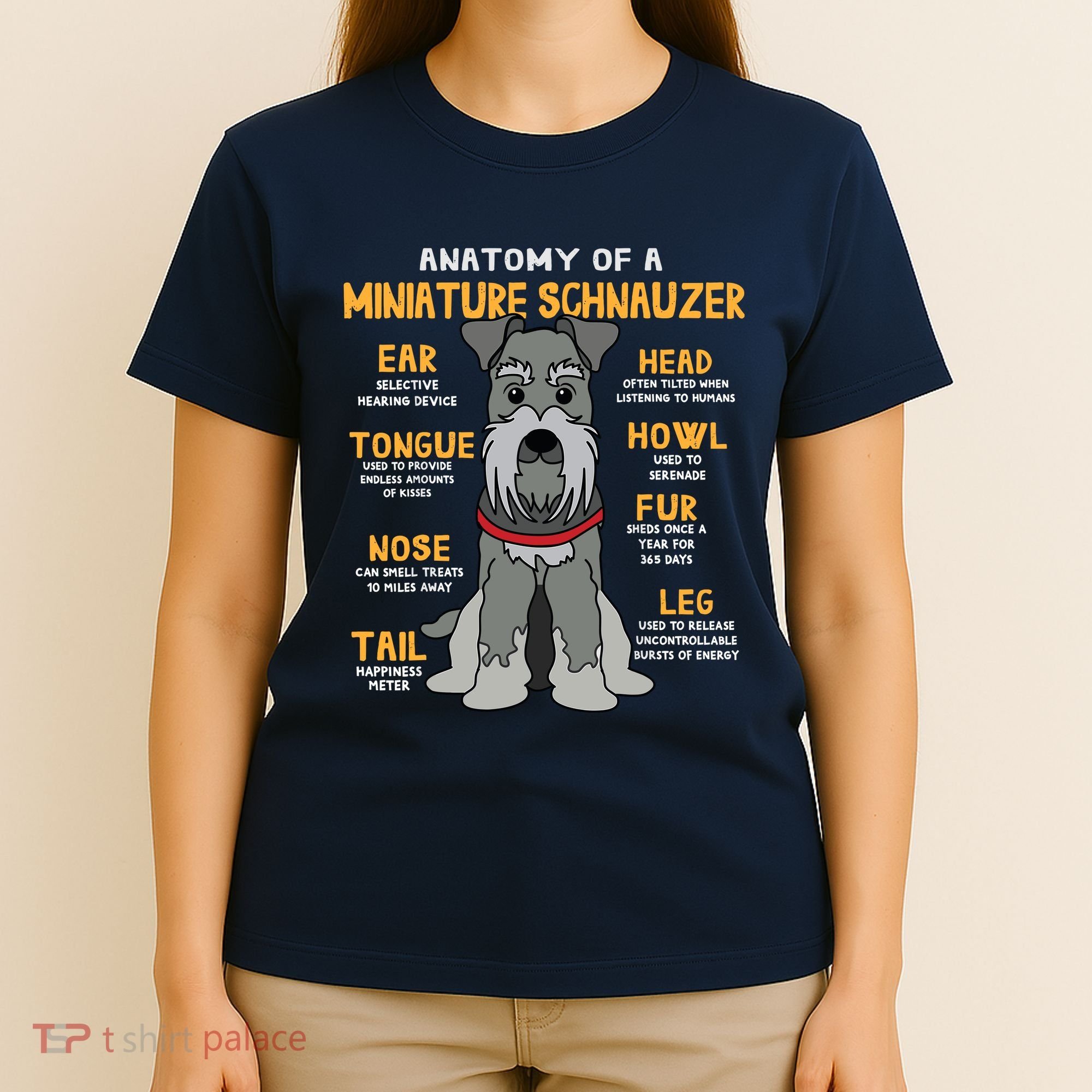 Miniature Schnauzer Anatomy Funny Dog Mum Dad Gift T-Shirt