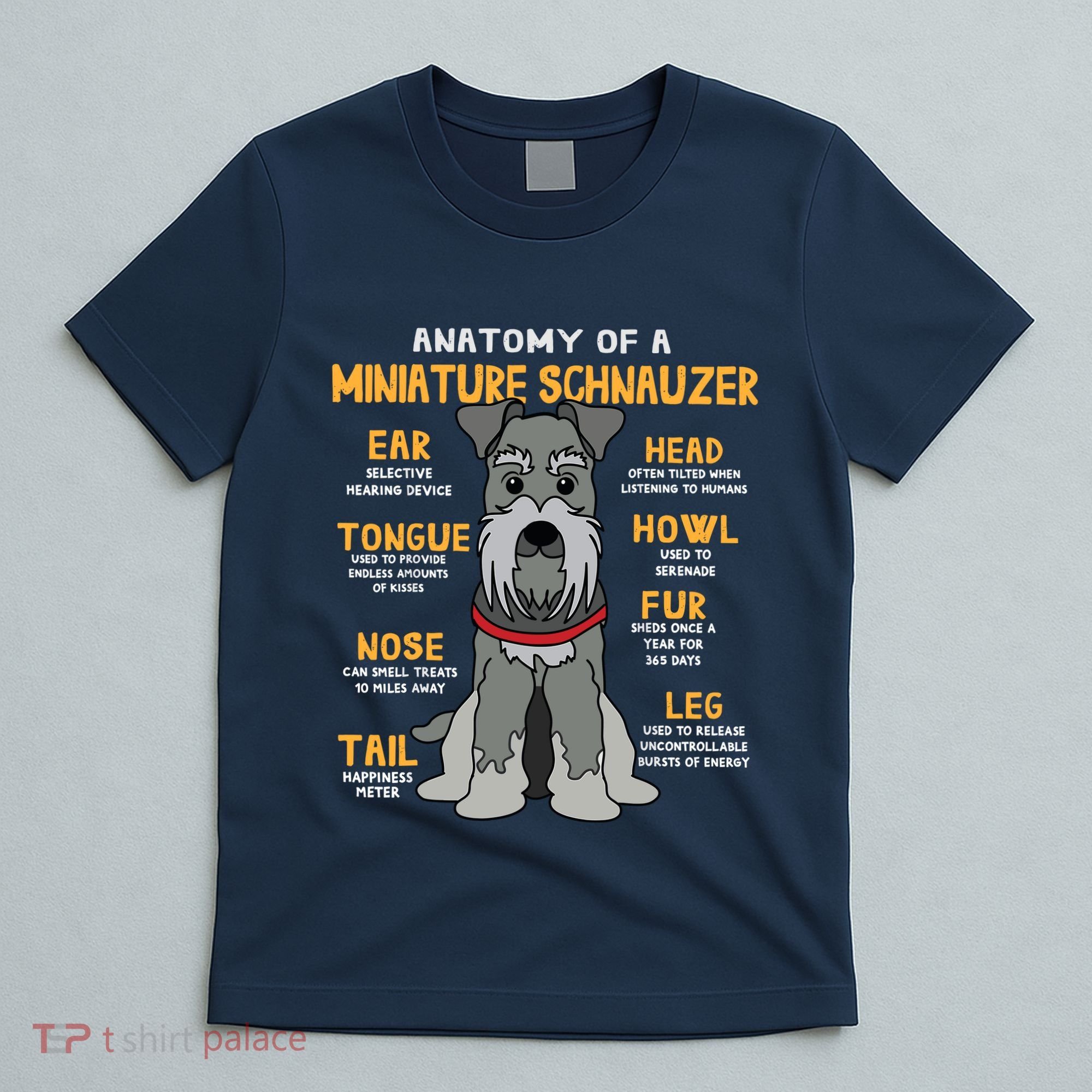 Miniature Schnauzer Anatomy Funny Dog Mum Dad Gift T-Shirt