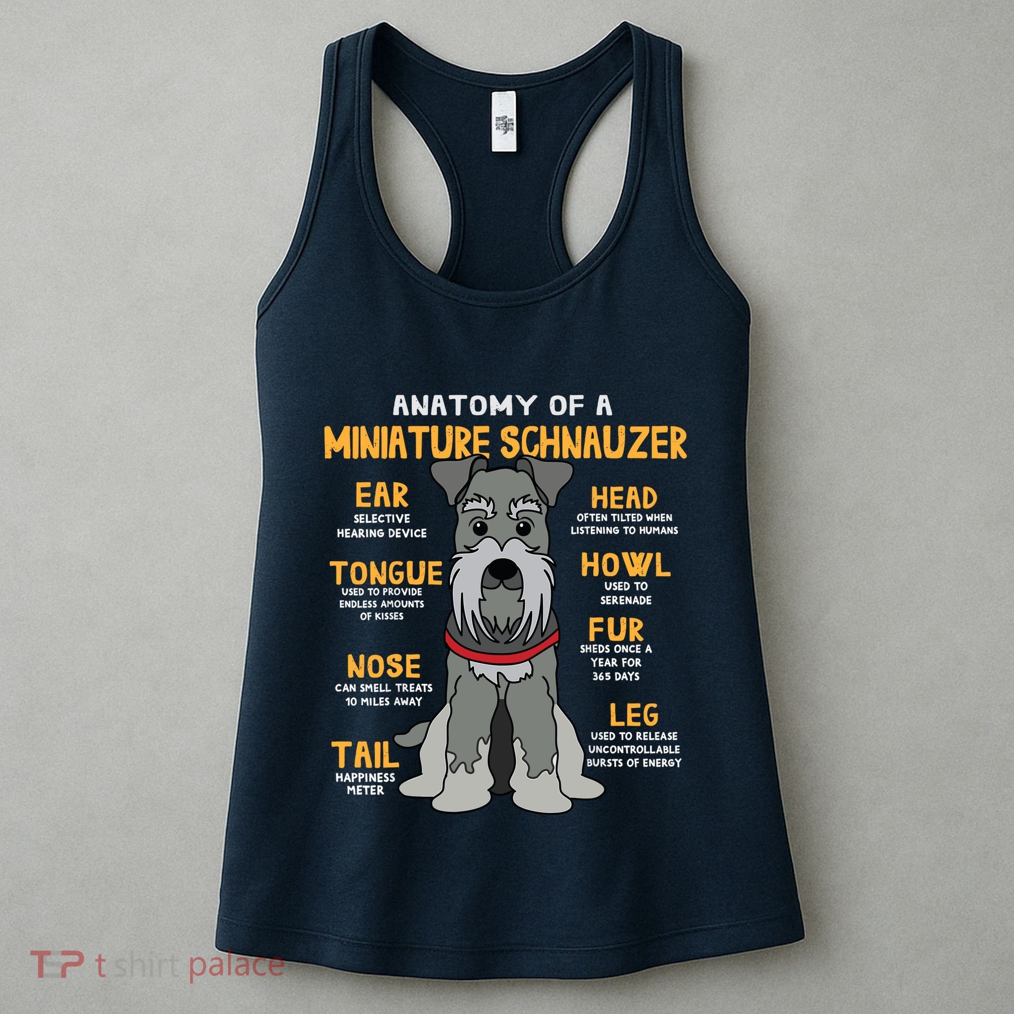Miniature Schnauzer Anatomy Funny Dog Mum Dad Gift Women's Tank Top