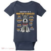 Miniature Schnauzer Anatomy Funny Dog Mum Dad Gift Baby Bodysuit thumb 0