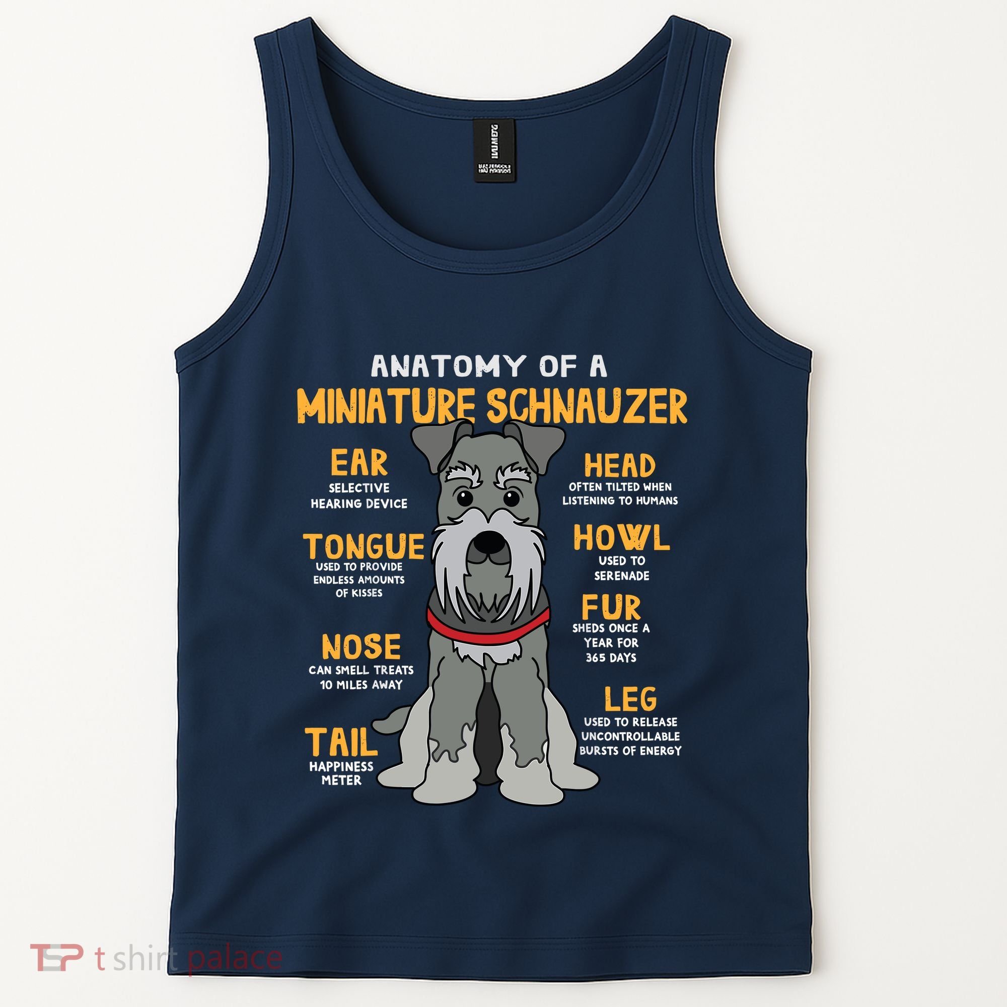 Miniature Schnauzer Anatomy Funny Dog Mum Dad Gift Tank Top