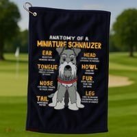 Miniature Schnauzer Anatomy Funny Dog Mum Dad Gift Golf Towel thumb 1