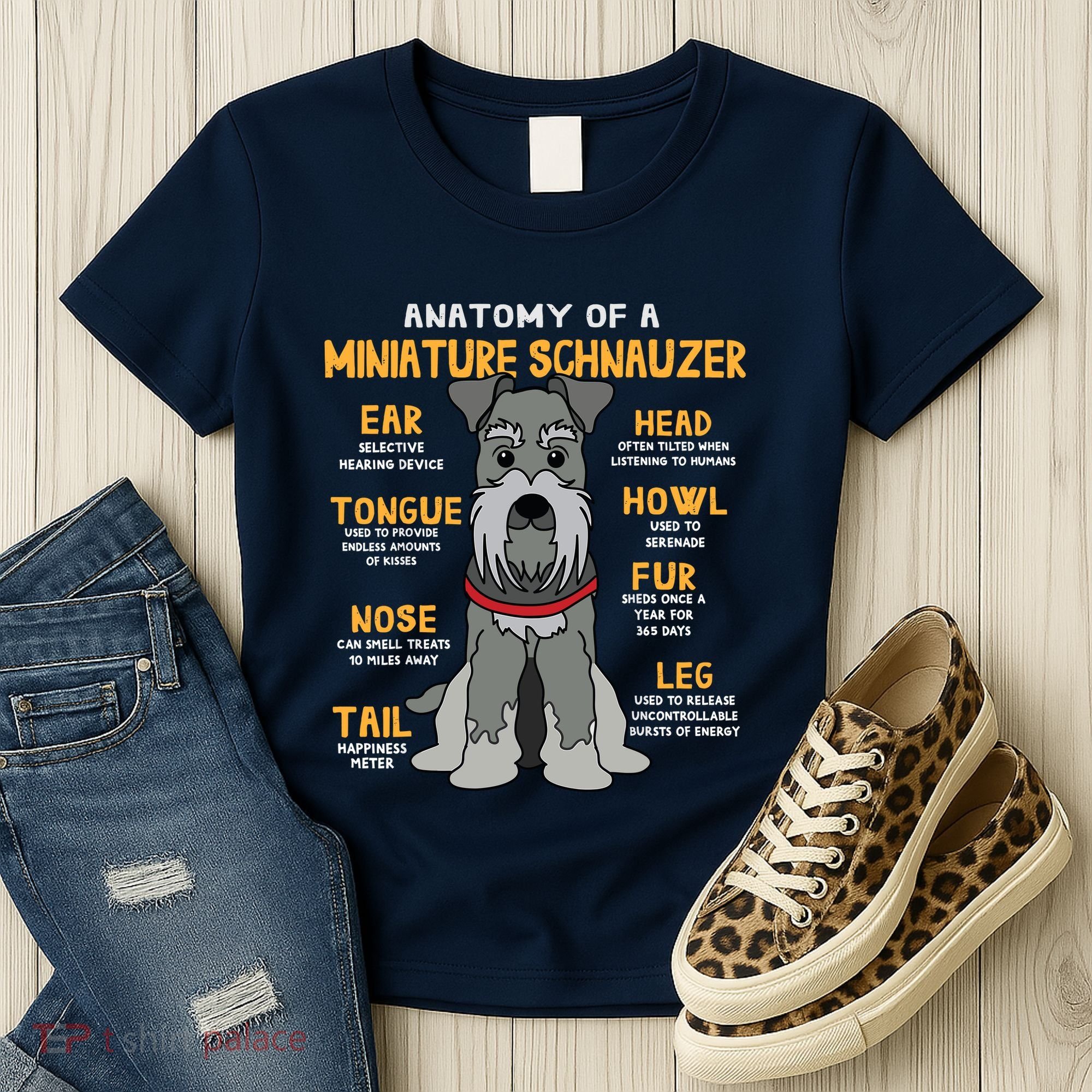 Miniature Schnauzer Anatomy Funny Dog Mum Dad Gift Women's T-Shirt