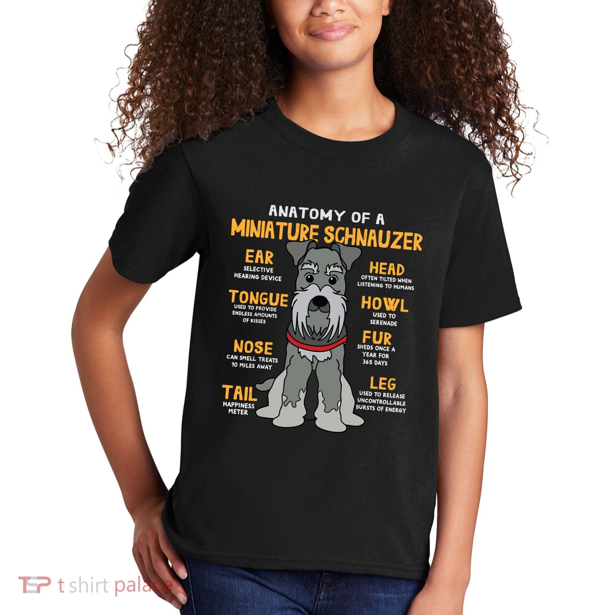 Miniature Schnauzer Anatomy Funny Dog Mum Dad Gift Kids T-Shirt