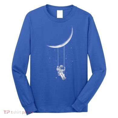 Moon Swing Astronaut Stars Space Man Funny Gift Long Sleeve Shirt