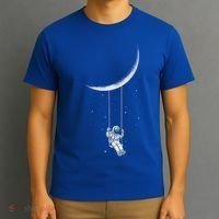 Moon Swing Astronaut Stars Space Man Funny Gift T-Shirt thumb 3