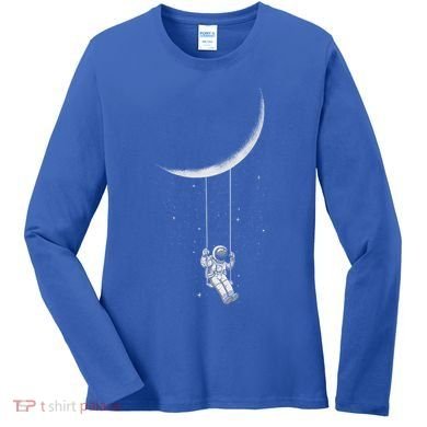 Moon Swing Astronaut Stars Space Man Funny Gift Women's Long Sleeve Shirt