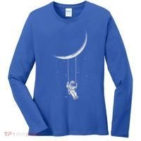 Moon Swing Astronaut Stars Space Man Funny Gift Women's Long Sleeve Shirt thumb 0