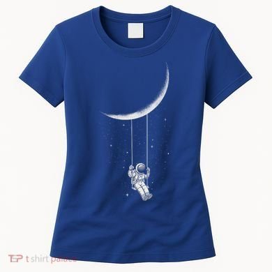 Moon Swing Astronaut Stars Space Man Funny Gift Women's T-Shirt