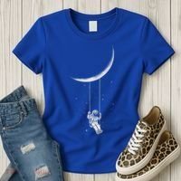 Moon Swing Astronaut Stars Space Man Funny Gift Women's T-Shirt thumb 3