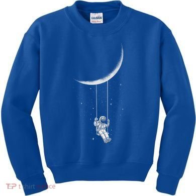 Moon Swing Astronaut Stars Space Man Funny Gift Kids Sweatshirt