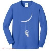 Moon Swing Astronaut Stars Space Man Funny Gift Kids Long Sleeve Shirt thumb 0