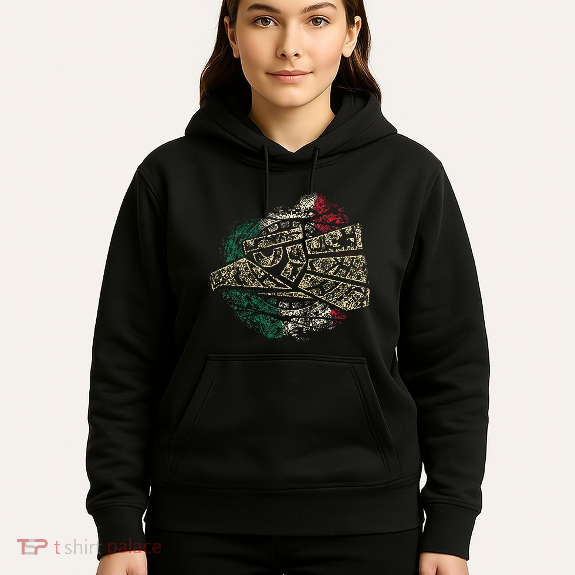 Mexico Sacred Aztec Calendar Mexican Eagle Archeological Hoodie
