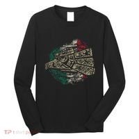 Mexico Sacred Aztec Calendar Mexican Eagle Archeological Long Sleeve Shirt thumb 0
