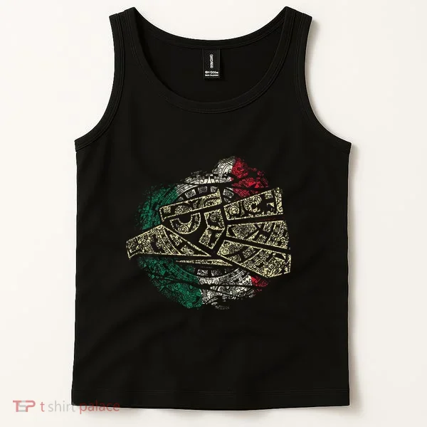 Mexico Sacred Aztec Calendar Mexican Eagle Archeological Tank Top