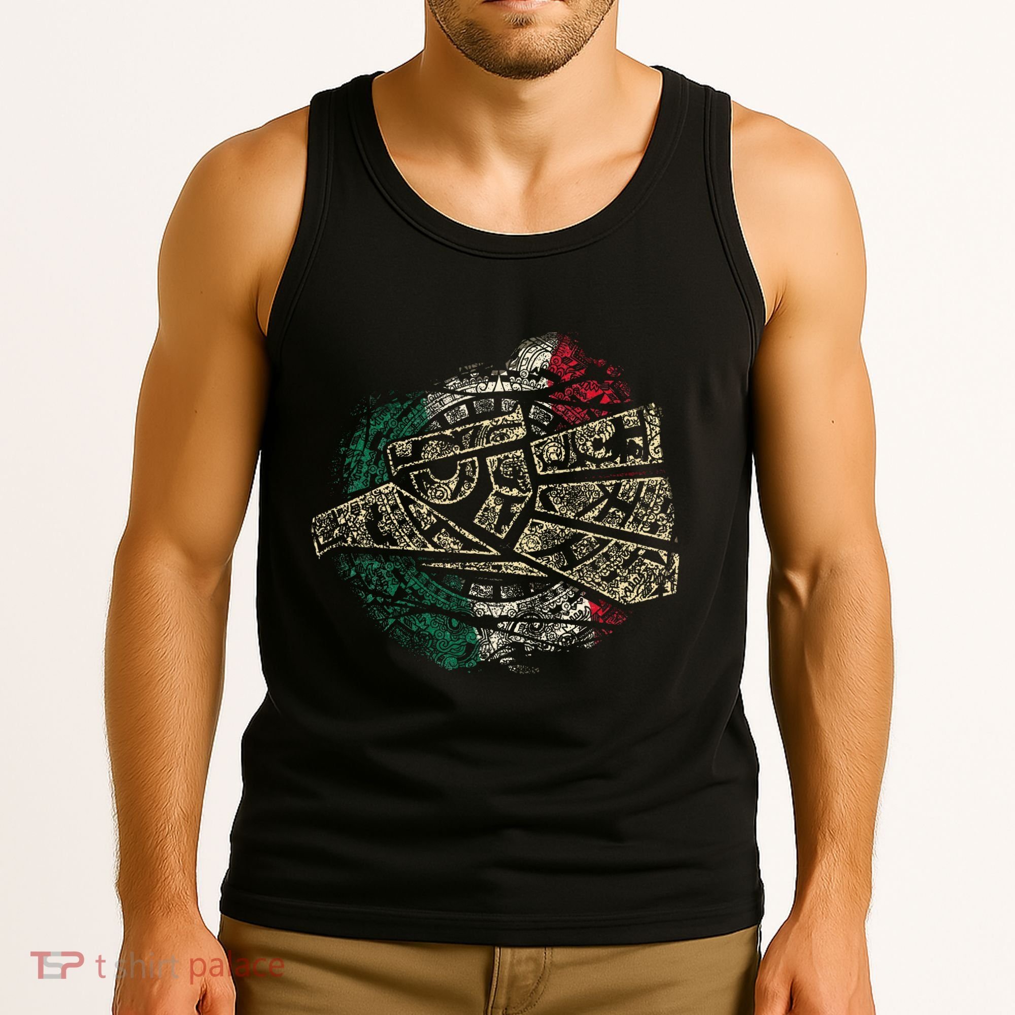 Mexico Sacred Aztec Calendar Mexican Eagle Archeological Tank Top