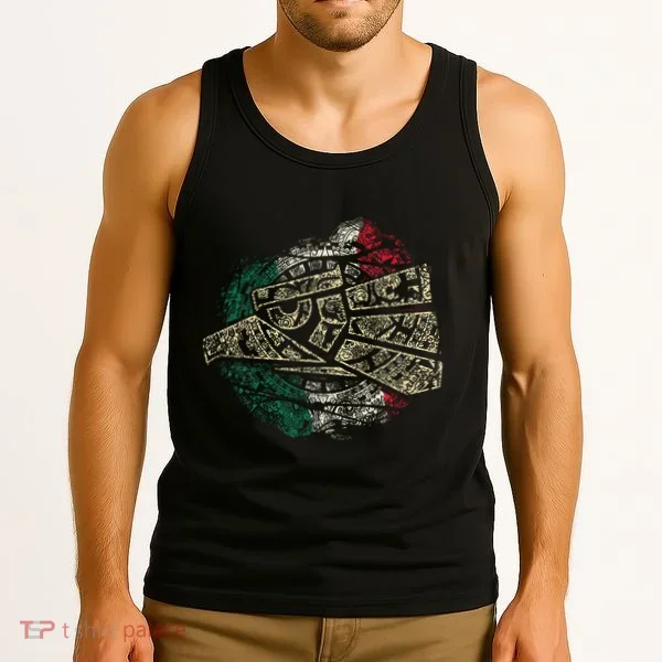 Mexico Sacred Aztec Calendar Mexican Eagle Archeological Tank Top