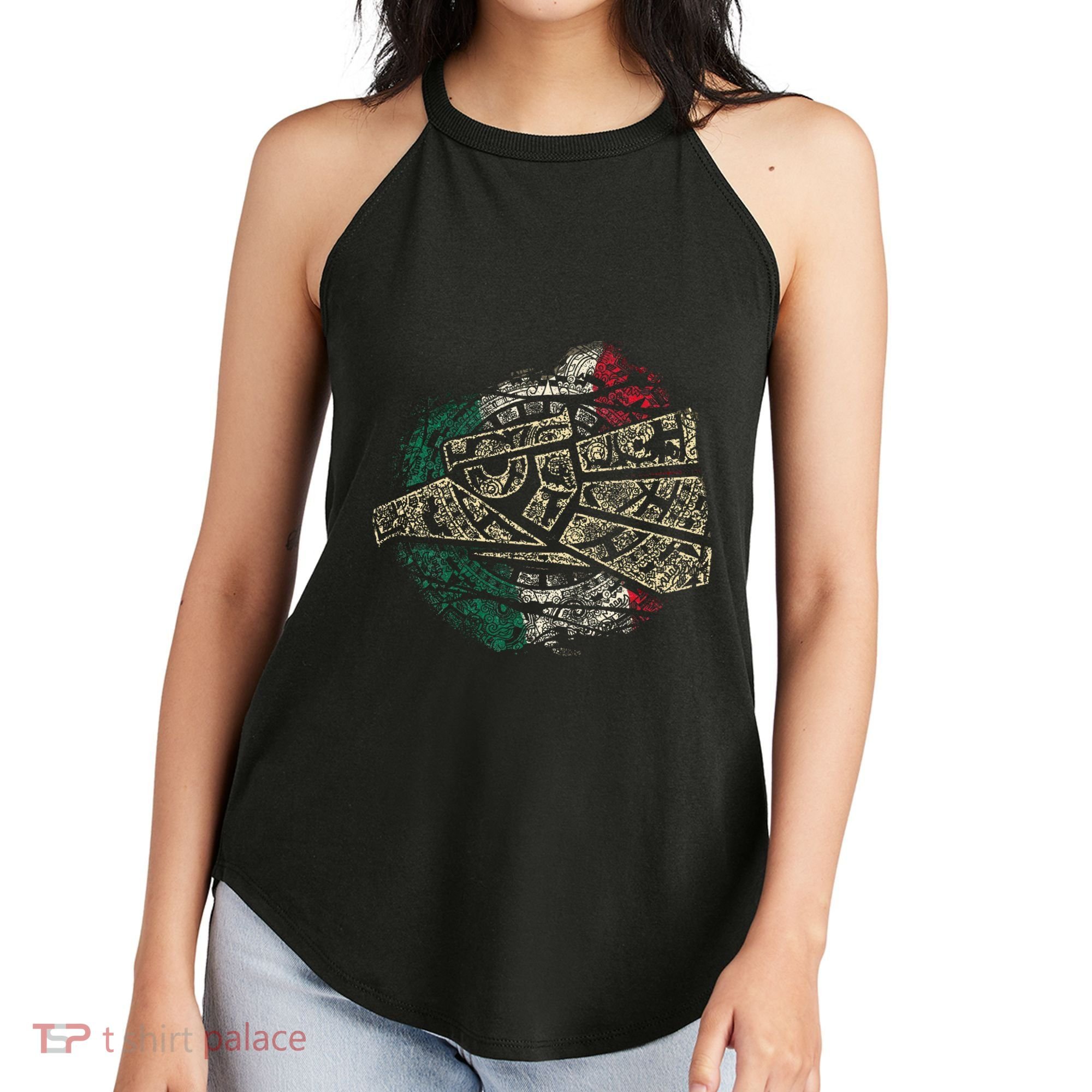 Mexico Sacred Aztec Calendar Mexican Eagle Archeological Women's Perfect Tri Rocker Tank