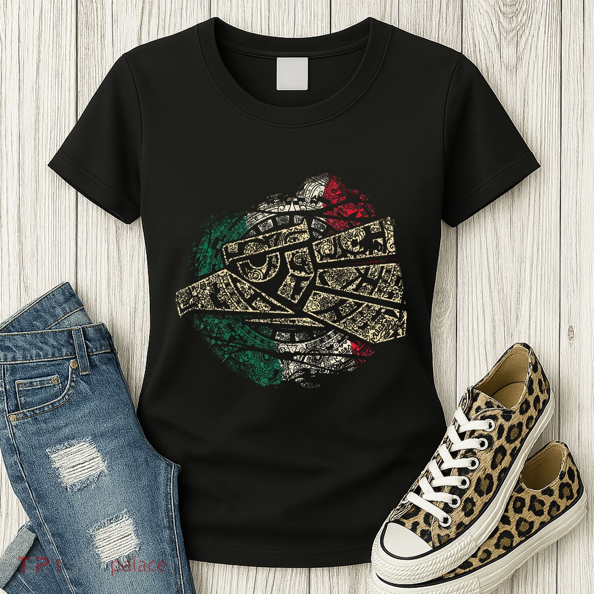 Mexico Sacred Aztec Calendar Mexican Eagle Archeological Women's T-Shirt
