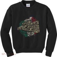 Mexico Sacred Aztec Calendar Mexican Eagle Archeological Kids Sweatshirt thumb 0