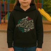 Mexico Sacred Aztec Calendar Mexican Eagle Archeological Kids Hoodie thumb 3