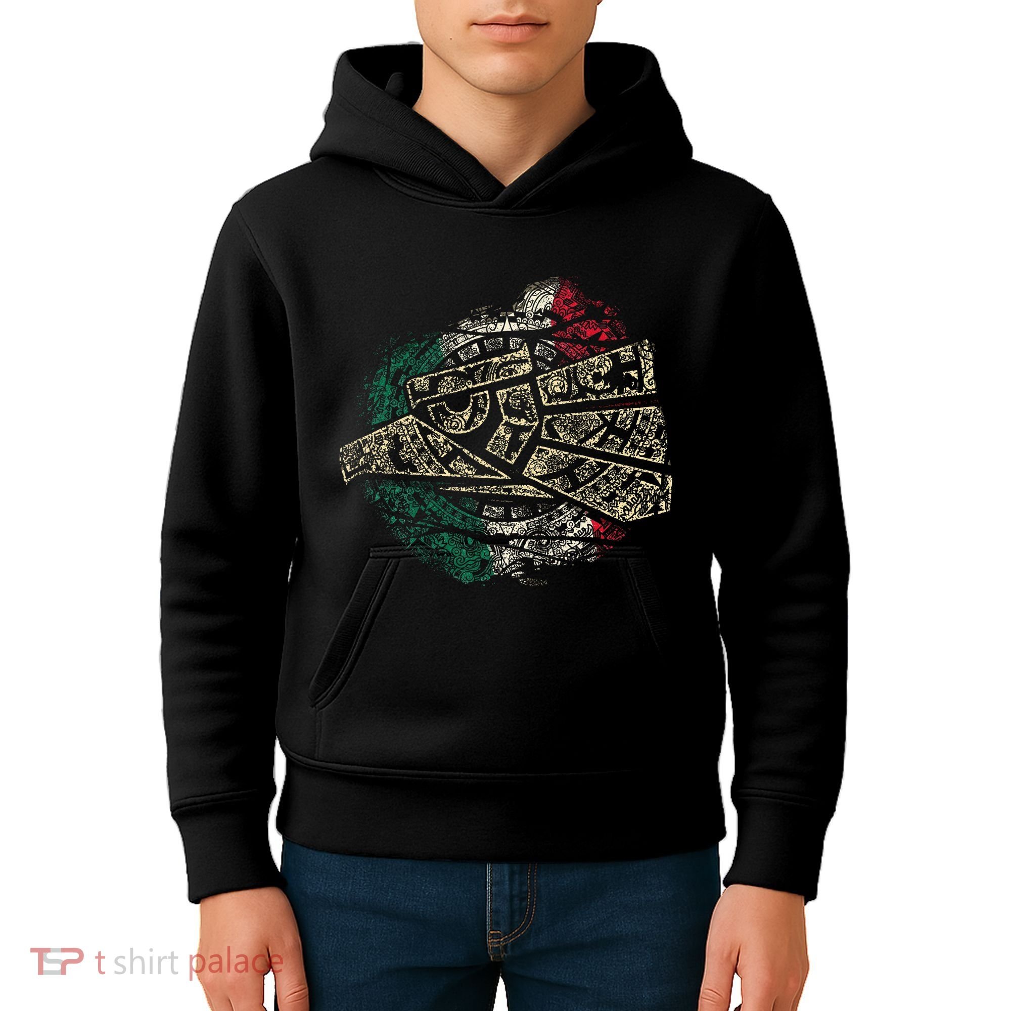 Mexico Sacred Aztec Calendar Mexican Eagle Archeological Kids Hoodie