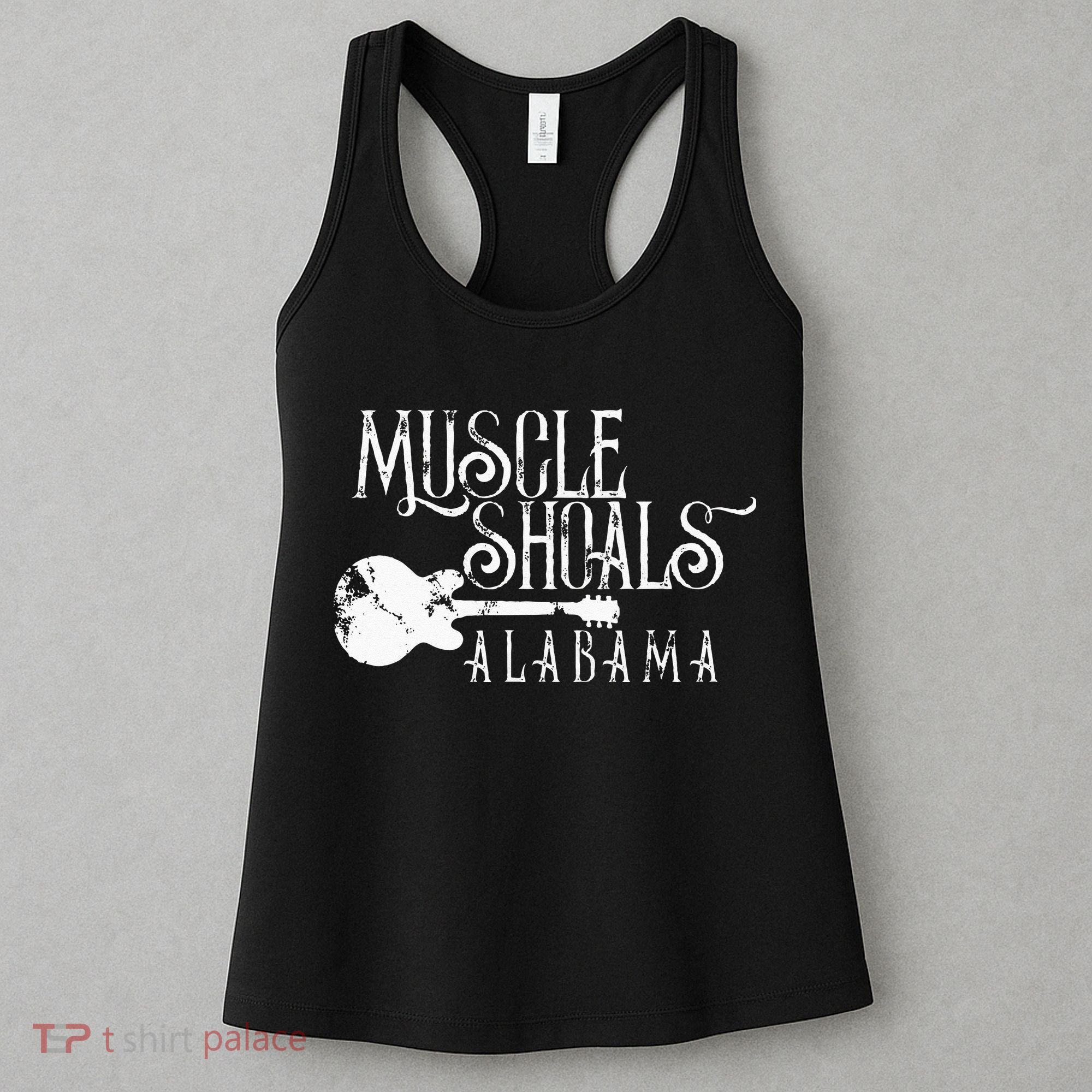 Muscle Shoals Alabama With Guitar Swampy Soul Music Fans Women's Tank Top