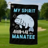 My Spirit Animal Is A Manatee Marine Biologist Gift Golf Towel thumb 1