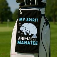 My Spirit Animal Is A Manatee Marine Biologist Gift Golf Towel thumb 2
