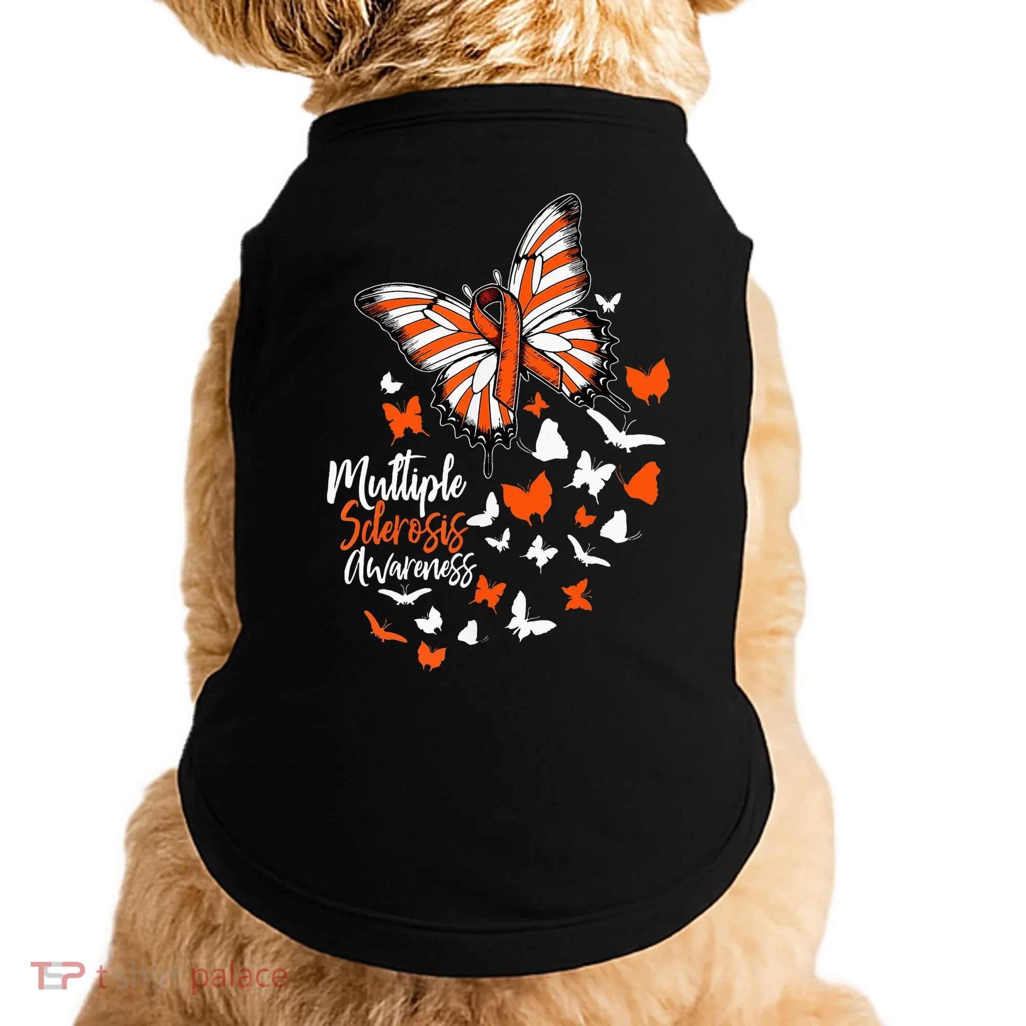 Multiple Sclerosis Awareness Butterfly Orange Ribbon  Doggie Tank