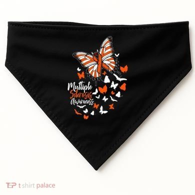 Multiple Sclerosis Awareness Butterfly Orange Ribbon  USA-Made Doggie Bandana