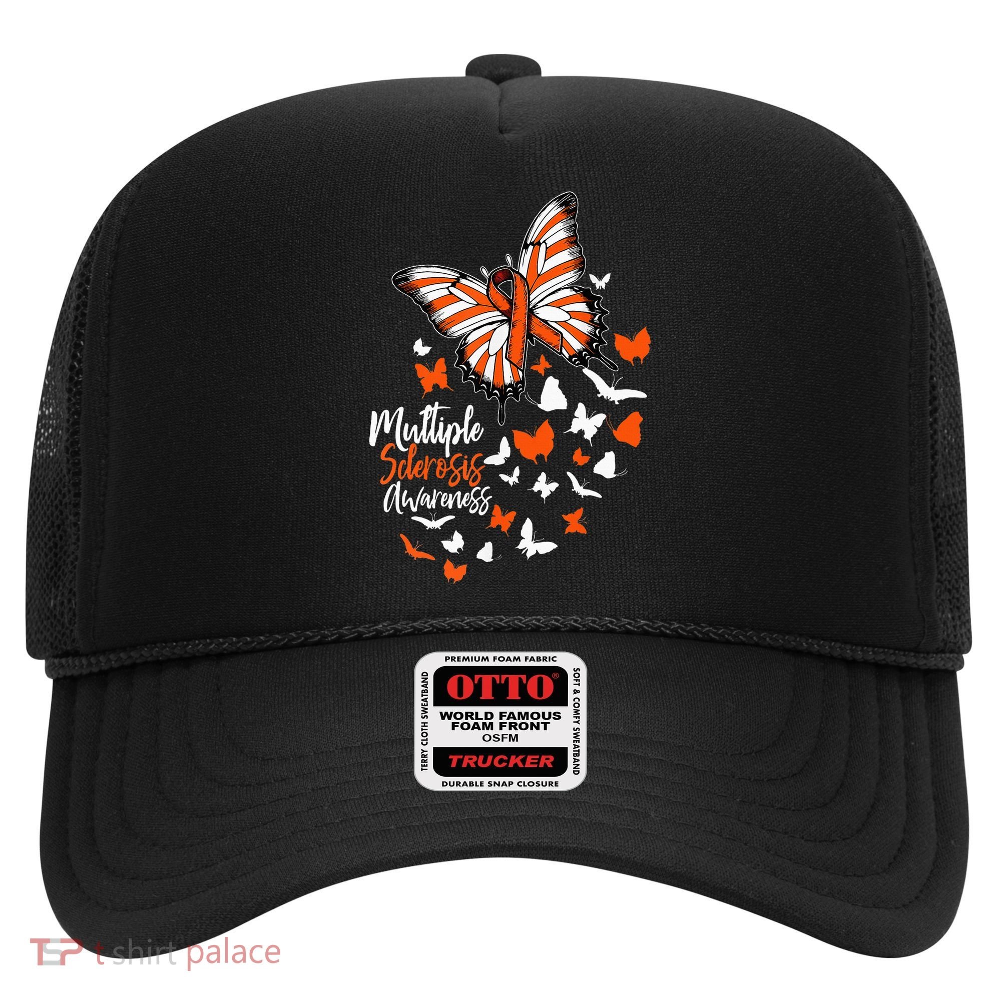 Multiple Sclerosis Awareness Butterfly Orange Ribbon  Hat