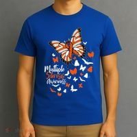 Multiple Sclerosis Awareness Butterfly Orange Ribbon  T-Shirt thumb 3