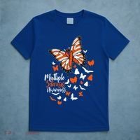 Multiple Sclerosis Awareness Butterfly Orange Ribbon  T-Shirt thumb 5